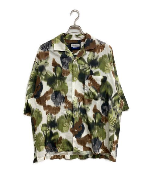 MAISON SPECIAL（メゾンスペシャル）MAISON SPECIAL (メゾンスペシャル) Sheer Print Prime-Over Short Sleeve Open Collar Shirt グリーン×ホワイト サイズ:1の古着・服飾アイテム