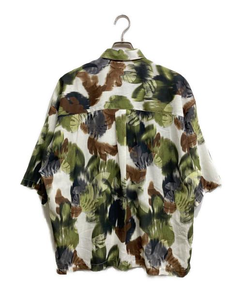 MAISON SPECIAL（メゾンスペシャル）MAISON SPECIAL (メゾンスペシャル) Sheer Print Prime-Over Short Sleeve Open Collar Shirt グリーン×ホワイト サイズ:1の古着・服飾アイテム