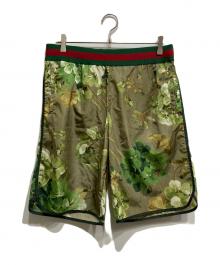 GUCCI（グッチ）の古着「ボクサーフラワープリントナイロンショーツ」｜オリーブ