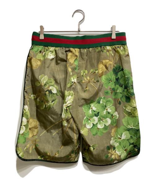 GUCCI（グッチ）GUCCI (グッチ) ボクサーフラワープリントナイロンショーツ オリーブ サイズ:48の古着・服飾アイテム
