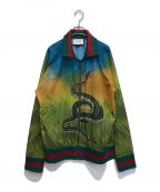 GUCCIグッチ）の古着「スネークプリントメッシュ ジャケット／409479 XR091」｜グリーン