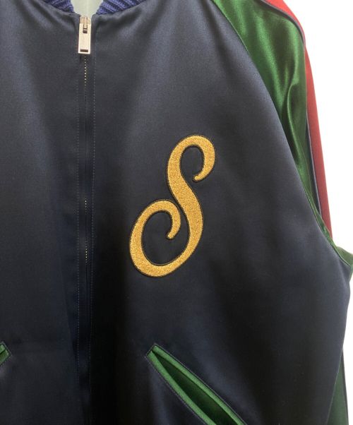 GUCCI（グッチ）GUCCI (グッチ) タイガー刺繍スカジャン/482141 Z641B ネイビー×グリーン サイズ:SIZE 48の古着・服飾アイテム