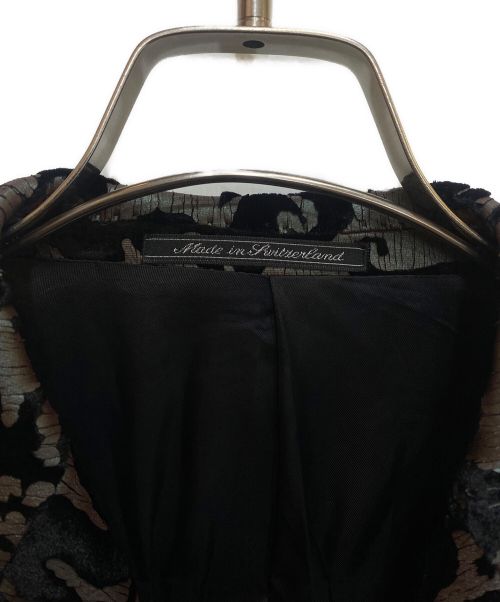GUCCI（グッチ）GUCCI (グッチ) フロッキー加工総柄テーラードジャケット ブラック サイズ:48の古着・服飾アイテム