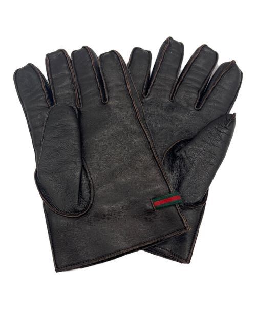 GUCCI（グッチ）GUCCI (グッチ) レザーグローブ ブラウン サイズ:SIZE 9 1/2の古着・服飾アイテム