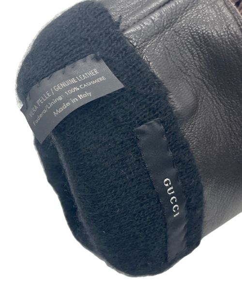 GUCCI（グッチ）GUCCI (グッチ) レザーグローブ ブラウン サイズ:SIZE 9 1/2の古着・服飾アイテム