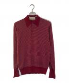 JOHN SMEDLEYジョンスメドレー）の古着「ボーダーニットポロ」｜ボルドー