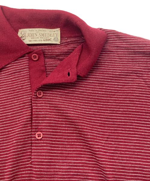 JOHN SMEDLEY（ジョンスメドレー）JOHN SMEDLEY (ジョンスメドレー) ボーダーニットポロ ボルドー サイズ:Mの古着・服飾アイテム