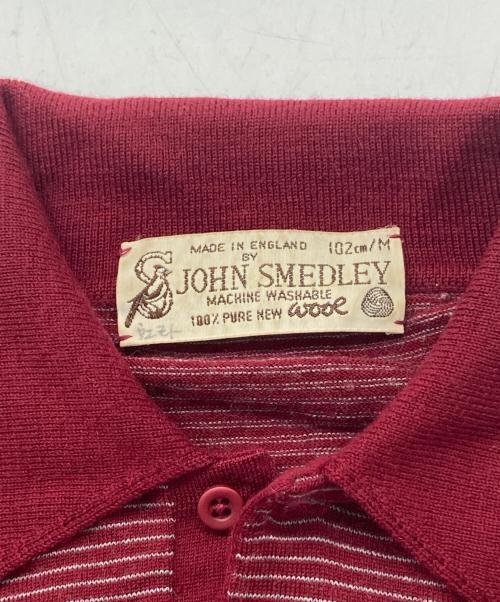 JOHN SMEDLEY（ジョンスメドレー）JOHN SMEDLEY (ジョンスメドレー) ボーダーニットポロ ボルドー サイズ:Mの古着・服飾アイテム