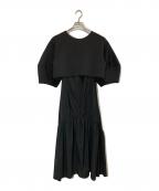 emmi atelierエミアトリエ）の古着「ダンボールトップスセットキャミワンピース」｜ブラック