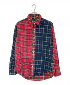 RALPH LAURENラルフローレン）の古着「クレイジーチェックBDシャツ」｜ブルー×グリーン