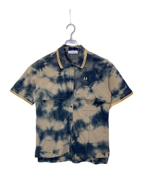 FRED PERRY（フレッドペリー）FRED PERRY (フレッドペリー) AKANE UTSUNOMIYA (アカネウツノミヤ) タイダイ ピケ ポロシャツ ブラック×ベージュ サイズ:36の古着・服飾アイテム