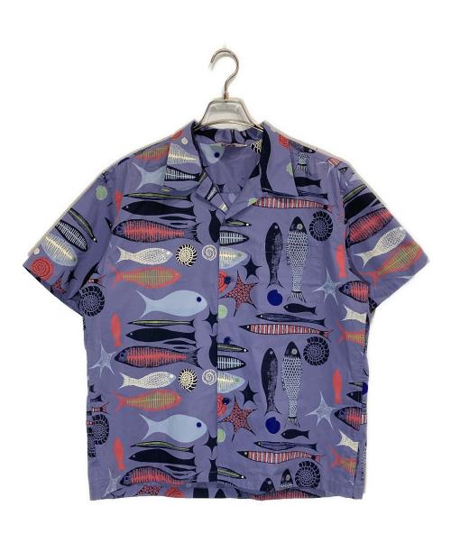 Star OF HOLLYWOOD（スターオブハリウッド）STAR OF HOLLYWOOD (スターオブハリウッド) BROAD COTTON OPEN SHIRT “FISH” パープル サイズ:Lの古着・服飾アイテム