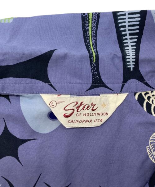 Star OF HOLLYWOOD（スターオブハリウッド）STAR OF HOLLYWOOD (スターオブハリウッド) BROAD COTTON OPEN SHIRT “FISH” パープル サイズ:Lの古着・服飾アイテム