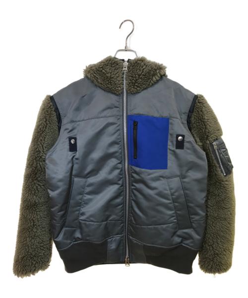 sacai（サカイ）sacai (サカイ) カラーブロック フーデッドジャケット/23-03220M グレーオリーブ サイズ:1の古着・服飾アイテム