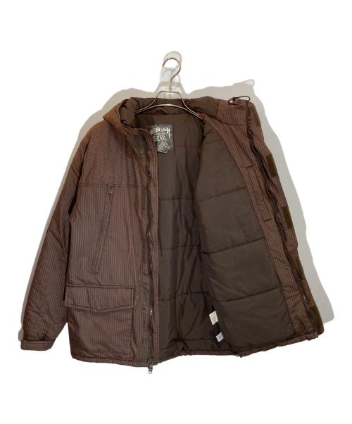 stussy（ステューシー）stussy (ステューシー) サーモライトストライプ中綿ジャケット ブラウン サイズ:Mの古着・服飾アイテム