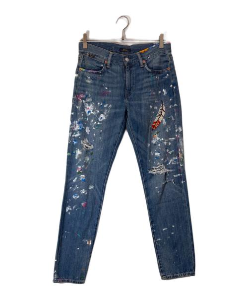 POLO RALPH LAUREN（ポロ・ラルフローレン）POLO RALPH LAUREN (ポロ・ラルフローレン) ペイントデニムパンツ インディゴ サイズ:26の古着・服飾アイテム