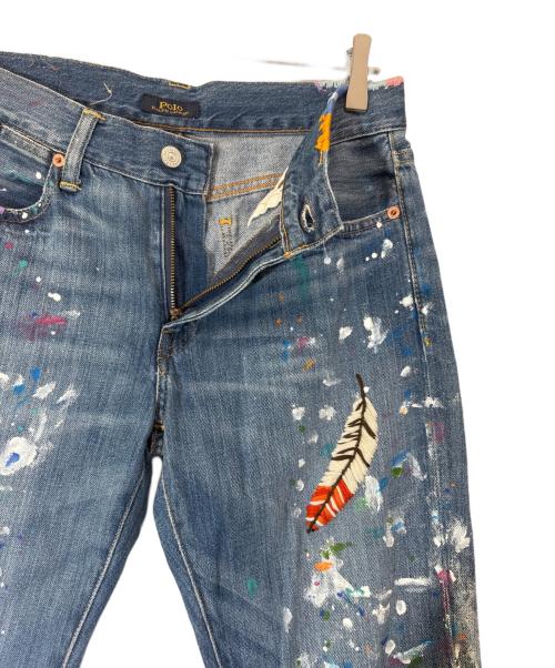 POLO RALPH LAUREN（ポロ・ラルフローレン）POLO RALPH LAUREN (ポロ・ラルフローレン) ペイントデニムパンツ インディゴ サイズ:26の古着・服飾アイテム