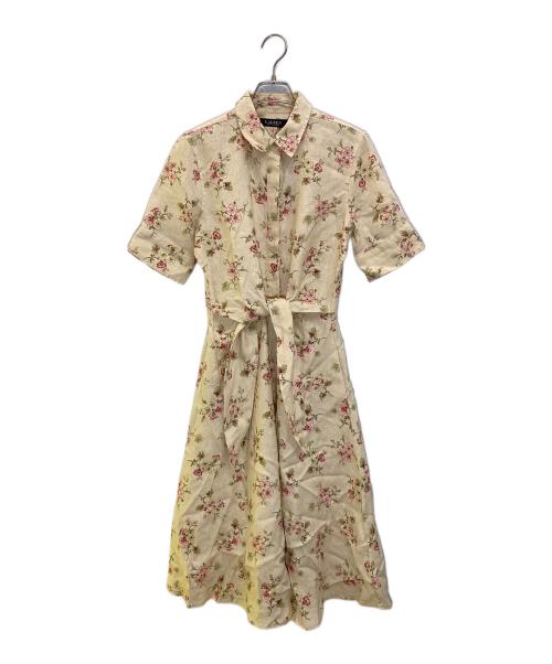 LAUREN RALPH LAUREN（ローレンラルフローレン）LAUREN RALPH LAUREN (ローレンラルフローレン) 総柄シャツワンピース ベージュ サイズ:2の古着・服飾アイテム