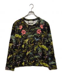 GUCCI（グッチ）の古着「Tropical Print Felted Cotton Sweatshirt」｜ブラック×グリーン