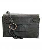 ear PAPILLONNERイアパピヨネ）の古着「レザーフラップショルダーバッグ」｜ブラック