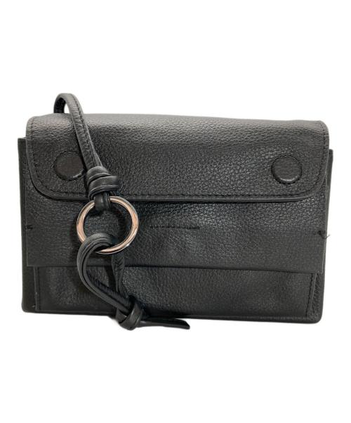 ear PAPILLONNER（イアパピヨネ）ear PAPILLONNER (イアパピヨネ) レザーフラップショルダーバッグ ブラックの古着・服飾アイテム