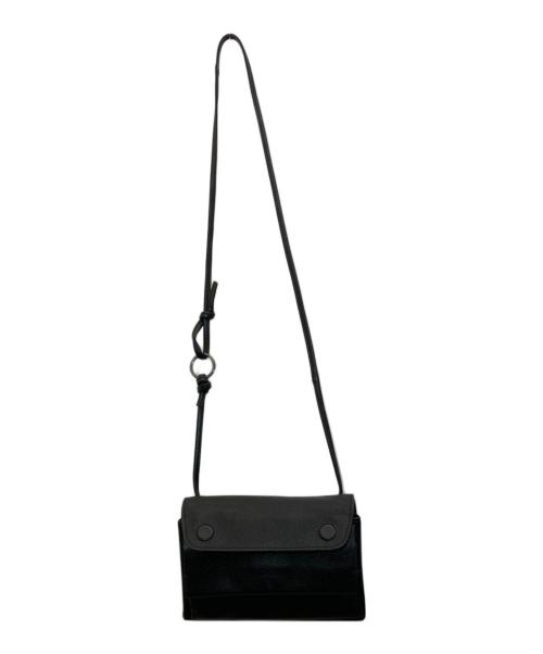 ear PAPILLONNER（イアパピヨネ）ear PAPILLONNER (イアパピヨネ) レザーフラップショルダーバッグ ブラックの古着・服飾アイテム