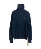 POLO RALPH LAURENポロ・ラルフローレン）の古着「ケーブルタートルネックニット」｜ネイビー