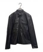AVIREXアヴィレックス）の古着「シープスキンスタンドシングル ライダース/6101045ジャケット」｜ブラック