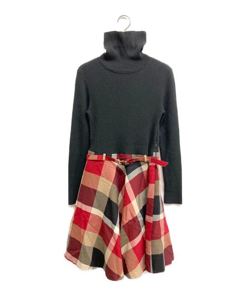 BLUE LABEL CRESTBRIDGE（ブルーレーベルクレストブリッジ）BLUE LABEL CRESTBRIDGE (ブルーレーベルクレストブリッジ) ドッキングワンピース ブラック×ベージュ サイズ:38の古着・服飾アイテム