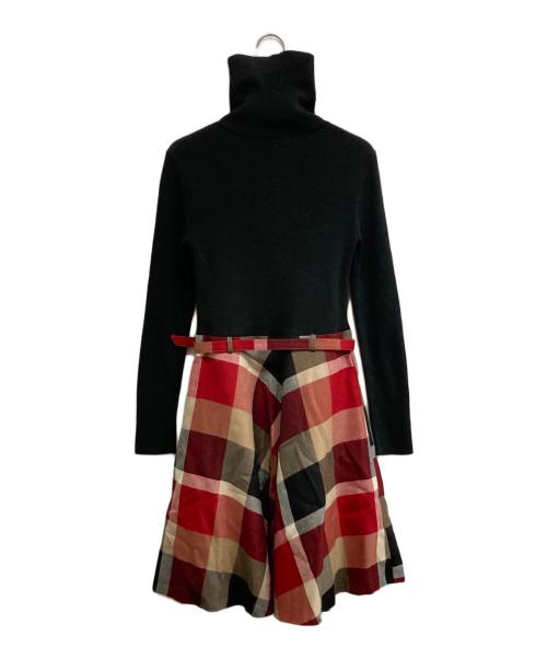 BLUE LABEL CRESTBRIDGE（ブルーレーベルクレストブリッジ）BLUE LABEL CRESTBRIDGE (ブルーレーベルクレストブリッジ) ドッキングワンピース ブラック×ベージュ サイズ:38の古着・服飾アイテム