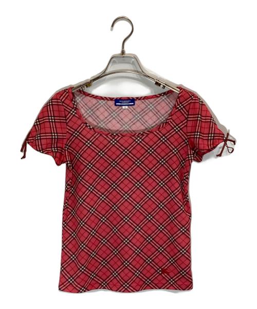 Burberry's（バーバリーズ）Burberry's (バーバリーズ) ノバチェックリボンスリーブカットソー ピンク サイズ:Mの古着・服飾アイテム
