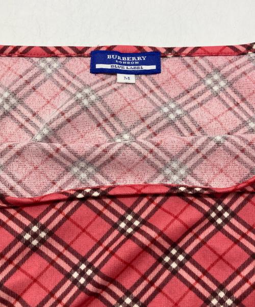 Burberry's（バーバリーズ）Burberry's (バーバリーズ) ノバチェックリボンスリーブカットソー ピンク サイズ:Mの古着・服飾アイテム