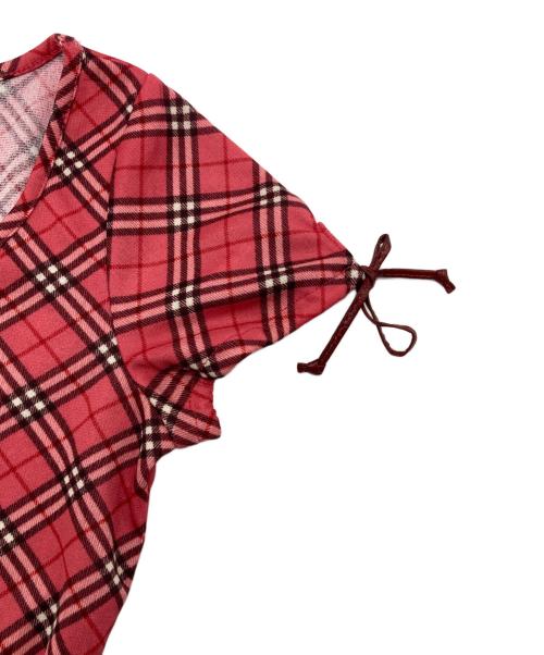 Burberry's（バーバリーズ）Burberry's (バーバリーズ) ノバチェックリボンスリーブカットソー ピンク サイズ:Mの古着・服飾アイテム