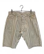 EVISUエヴィス）の古着「2001 カモメプリントコットン ストライプ ショーツ」｜ベージュ