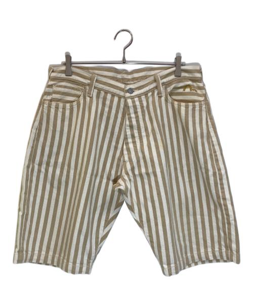 EVISU（エヴィス）EVISU (エビス) 2001 カモメプリントコットン ストライプ ショーツ ベージュ サイズ:38の古着・服飾アイテム
