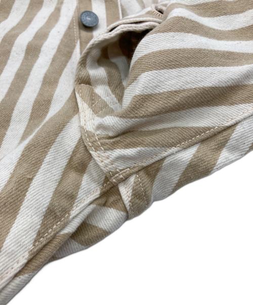 EVISU（エヴィス）EVISU (エビス) 2001 カモメプリントコットン ストライプ ショーツ ベージュ サイズ:38の古着・服飾アイテム