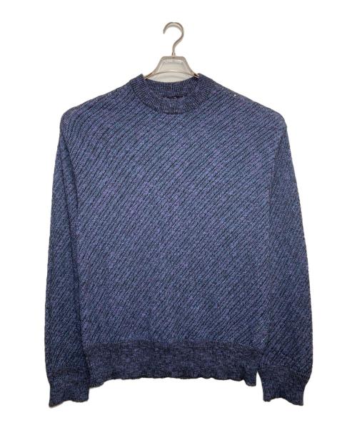 MAISON SPECIAL（メゾンスペシャル）MAISON SPECIAL (メゾンスペシャル) Slub Yarn Mixed Bias Mesh Prime-Over Crew Neck Knit Pullover ネイビー サイズ:2の古着・服飾アイテム