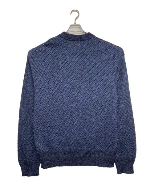 MAISON SPECIAL（メゾンスペシャル）MAISON SPECIAL (メゾンスペシャル) Slub Yarn Mixed Bias Mesh Prime-Over Crew Neck Knit Pullover ネイビー サイズ:2の古着・服飾アイテム