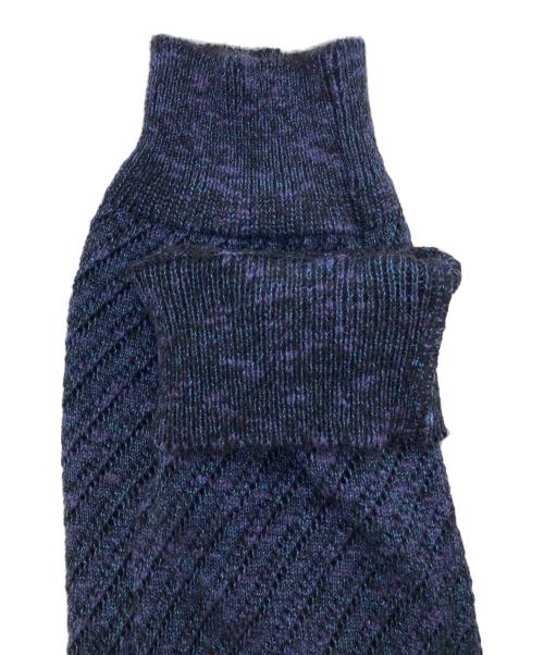 MAISON SPECIAL（メゾンスペシャル）MAISON SPECIAL (メゾンスペシャル) Slub Yarn Mixed Bias Mesh Prime-Over Crew Neck Knit Pullover ネイビー サイズ:2の古着・服飾アイテム