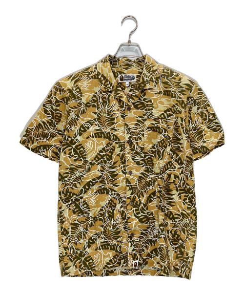 A BATHING APE（ア ベイシング エイプ）A BATHING APE (ア ベイシング エイプ) TROPICAL CAMO ALOHA SHIRT イエロー サイズ:Mの古着・服飾アイテム