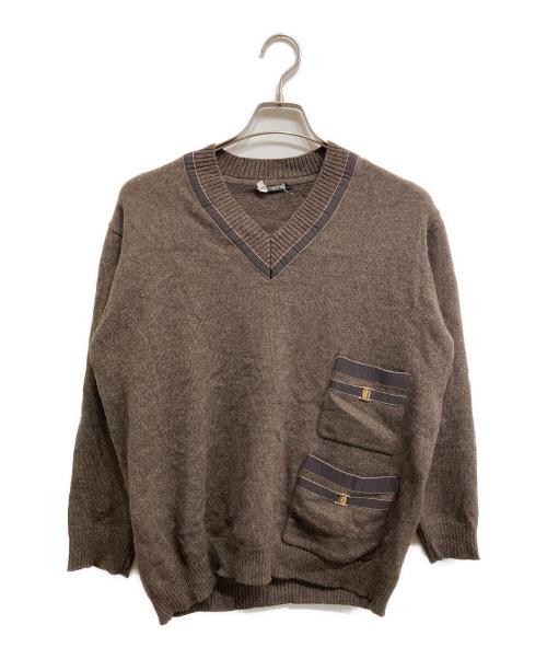 Salvatore Ferragamo（サルヴァトーレ フェラガモ）Salvatore Ferragamo (サルヴァトーレ フェラガモ) ヴァラリボンニット ブラウン サイズ:02の古着・服飾アイテム