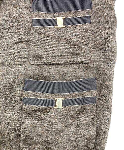 Salvatore Ferragamo（サルヴァトーレ フェラガモ）Salvatore Ferragamo (サルヴァトーレ フェラガモ) ヴァラリボンニット ブラウン サイズ:02の古着・服飾アイテム