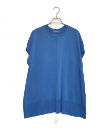 theory luxe（セオリーリュクス）の古着「バックボタン フレンチスリーブニット/03-3201700」｜ブルー