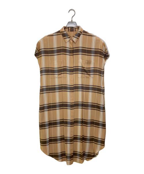 icB（アイシービー）icB (アイシービー) Check Kersey ワンピース ブラウン サイズ:42の古着・服飾アイテム