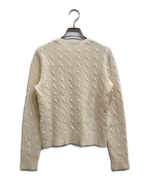RALPH LAUREN（ラルフローレン）RALPH LAUREN (ラルフローレン) カシミヤ混ケーブルニットカーデ アイボリー サイズ:Lの古着・服飾アイテム