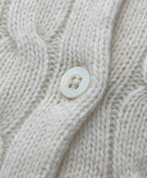 RALPH LAUREN（ラルフローレン）RALPH LAUREN (ラルフローレン) カシミヤ混ケーブルニットカーデ アイボリー サイズ:Lの古着・服飾アイテム