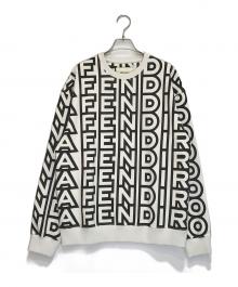 FENDI×MARC JACOBS（フェンディ×マークジェイコブス）の古着「総柄クルーネックスウェット/FY3938 AM14」｜ホワイト×ブラック