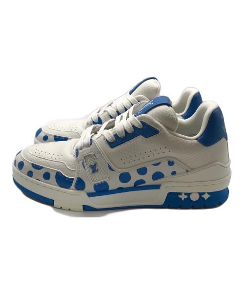 LOUIS VUITTON（ルイ ヴィトン）LOUIS VUITTON (ルイ ヴィトン) 草間彌生 (クサマヤヨイ) LV trainer low sneaker ホワイト×ブルー サイズ:6の古着・服飾アイテム