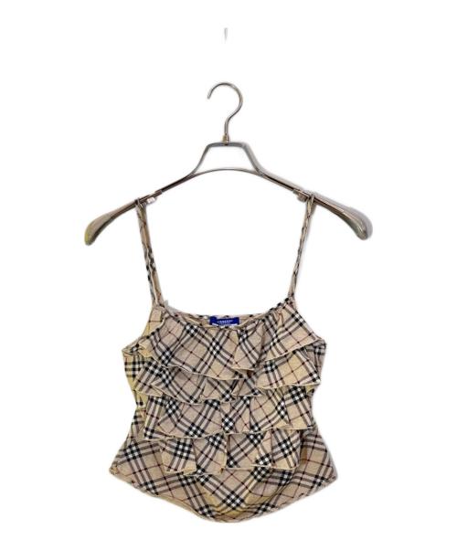 BURBERRY BLUE LABEL（バーバリーロンドンブルーレーベル）BURBERRY BLUE LABEL (バーバリーブルーレーベル) ノバチェックフリルカットソー ベージュ サイズ:38の古着・服飾アイテム