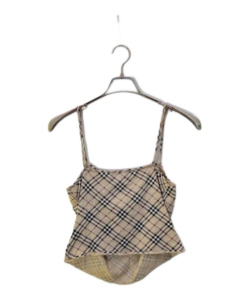 BURBERRY BLUE LABEL（バーバリーロンドンブルーレーベル）BURBERRY BLUE LABEL (バーバリーブルーレーベル) ノバチェックフリルカットソー ベージュ サイズ:38の古着・服飾アイテム
